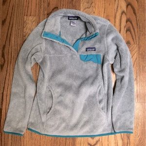 Patagonia Women's Re-Tool Snap-T® Fleece Pullover, teal and grey